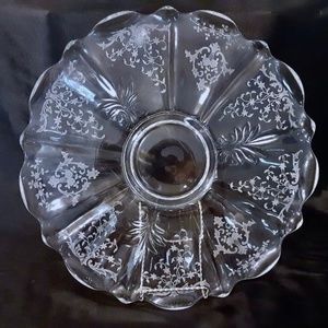 Vintage Fostoria Navarre Pattern Large Etched Clear Crystal Torte Plate 14"